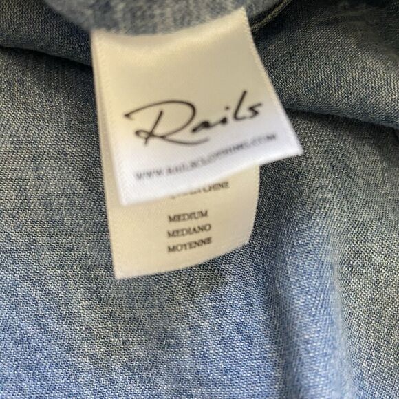 Rails Jess Linen Blend Chambray Wide Leg Pants Blue Size Medium - Picture 8 of 13